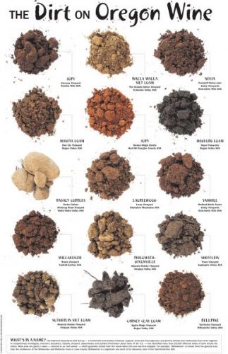 SOUVENIR: Purchase 'The Dirt on Oregon Wine' poster (12 X 18 inches), a visual display of various soils found throughout the state's wine country. Click on the poster to shop.